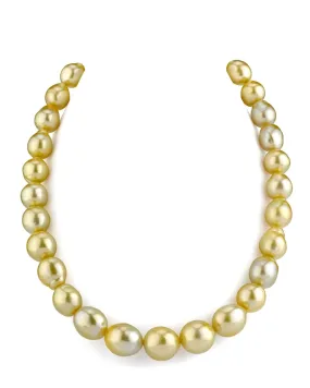 11-14mm Drop-Shape Golden South Sea Pearl Necklace - AAA Quality 11-14mm Drop-Shape Golden South Sea Pearl Necklace - AAA Quality