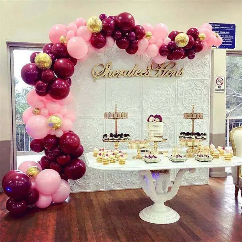 110PCs Wine Red Balloon Chain Set Birthday Party Wedding Decoration