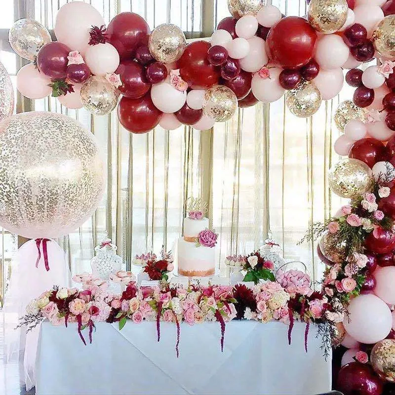 110PCs Wine Red Balloon Chain Set Birthday Party Wedding Decoration