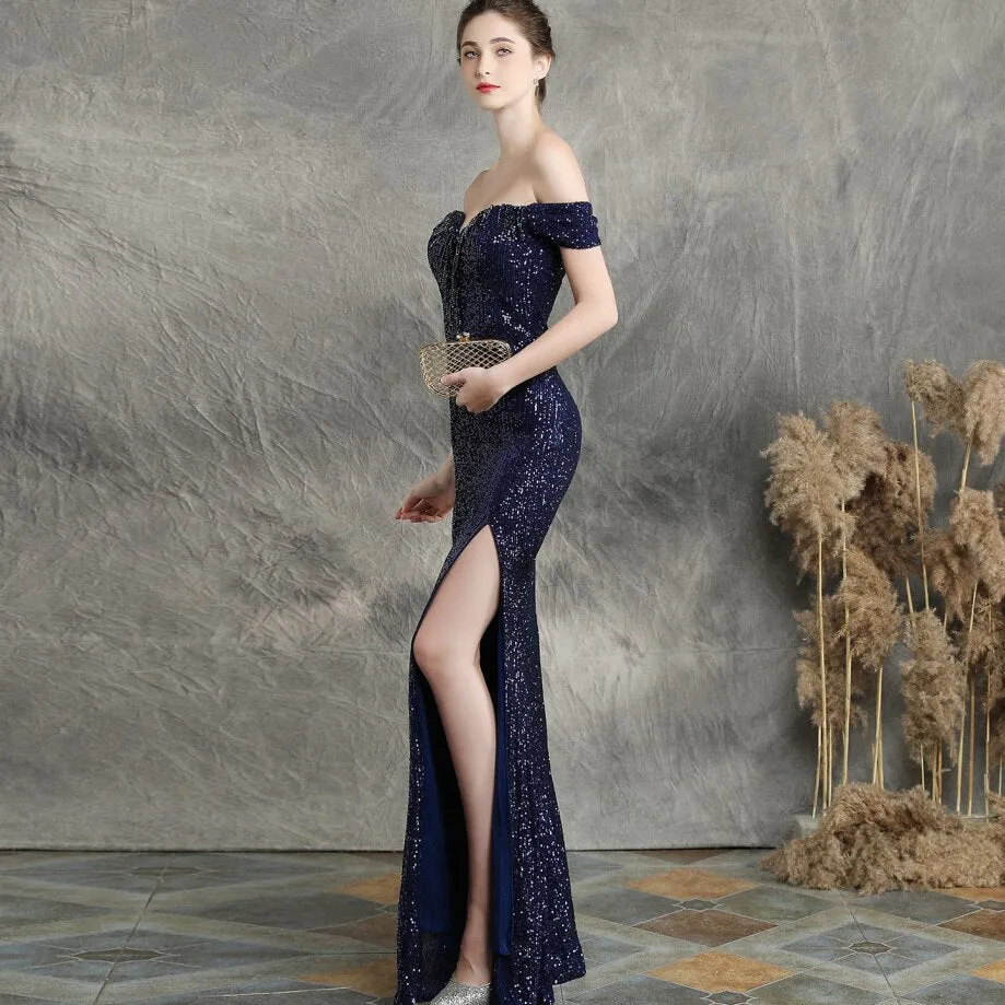 2020 Vestido De Festa Dreams And Famous Women's Party Dresses With Brassieres Shoulders Sexy Nightclub Long Slim Toast Dress
