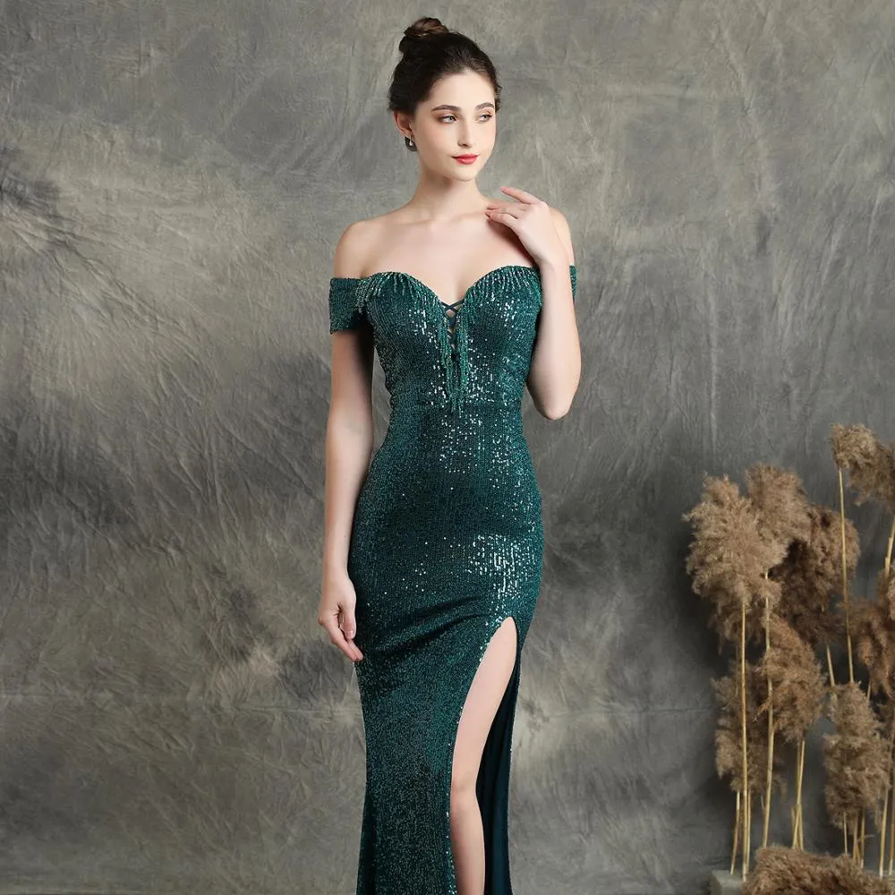 2020 Vestido De Festa Dreams And Famous Women's Party Dresses With Brassieres Shoulders Sexy Nightclub Long Slim Toast Dress