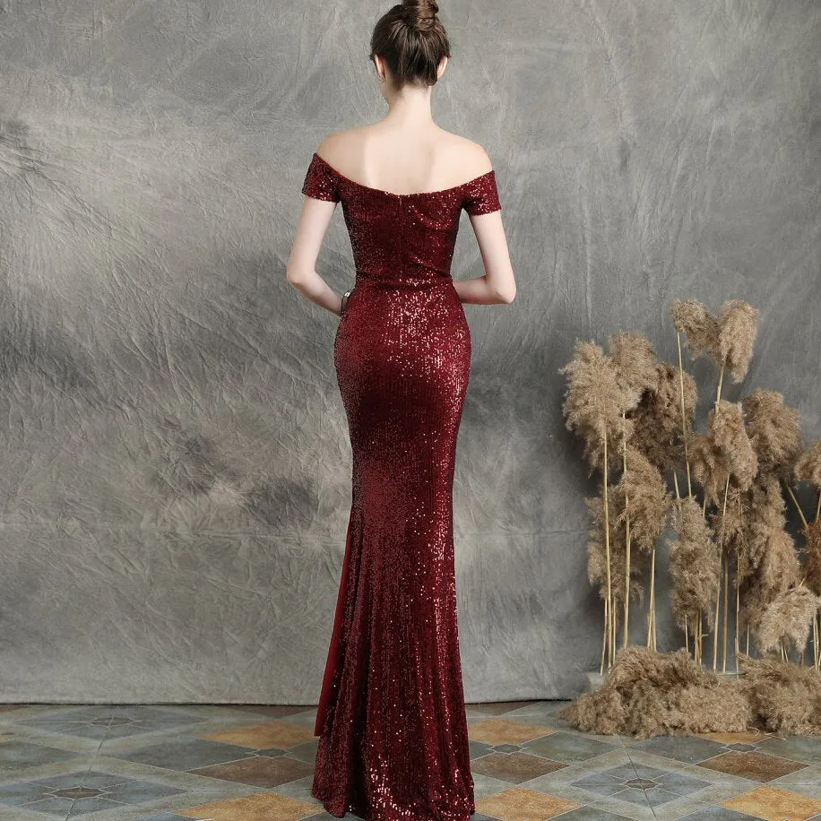 2020 Vestido De Festa Dreams And Famous Women's Party Dresses With Brassieres Shoulders Sexy Nightclub Long Slim Toast Dress