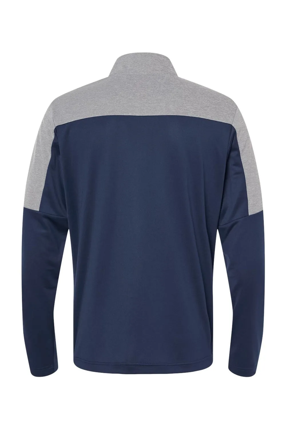 Adidas Mens Moisture Wicking 1/4 Zip Sweatshirt - Collegiate Navy Blue/Grey Melange - NEW