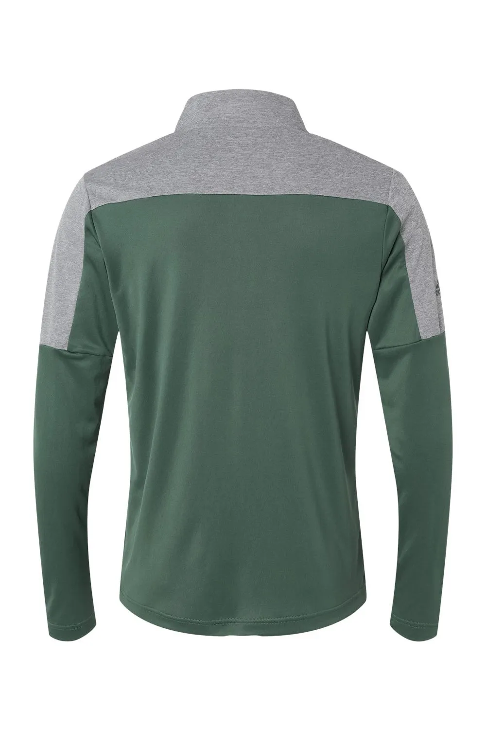 Adidas Mens Moisture Wicking 1/4 Zip Sweatshirt - Green Oxide/Grey Melange - NEW