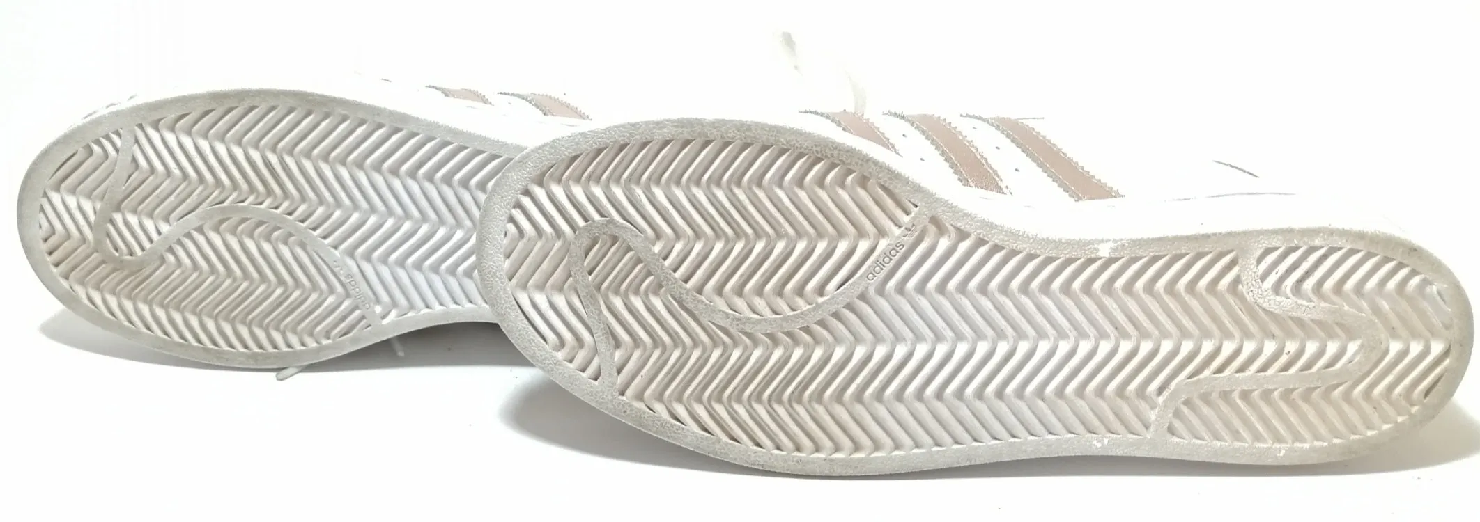 Adidas White & Rose Gold Superstar Shoes | Gently Used |