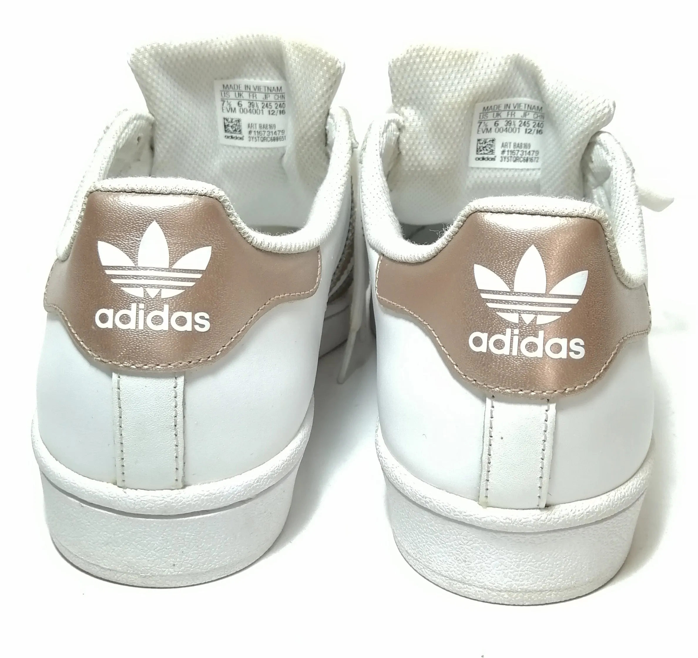 Adidas White & Rose Gold Superstar Shoes | Gently Used |