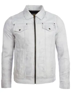 AGQ5 Men's Trucker Harrington Jacket - Dirty White AGQ5 Men's Trucker Harrington Jacket - Dirty White