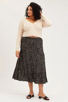 Animal Print Maxi Skirt Elastic Waist Animal Print Maxi Skirt Elastic Waist