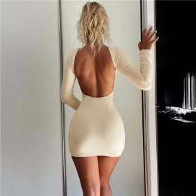 Backless Nightclub Party Slim Bodycon Autumn Winter Mini Dress Backless Nightclub Party Slim Bodycon Autumn Winter Mini Dress