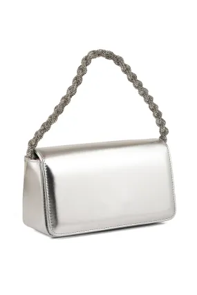 Baguette Shoulder Bags B20761-Silver Baguette Shoulder Bags B20761-Silver