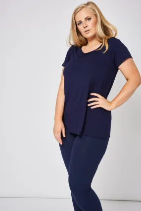 Bateau Neck Top In Navy Ex-Branded Bateau Neck Top In Navy Ex-Branded