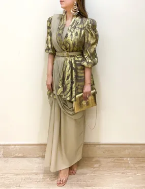 Beige Peplum Sari Beige Peplum Sari