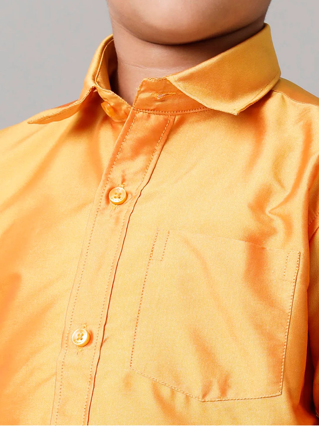 Boys Silk Cotton Yellow Half Sleeves Shirt with Adjustable White Dhoti Combo K6
