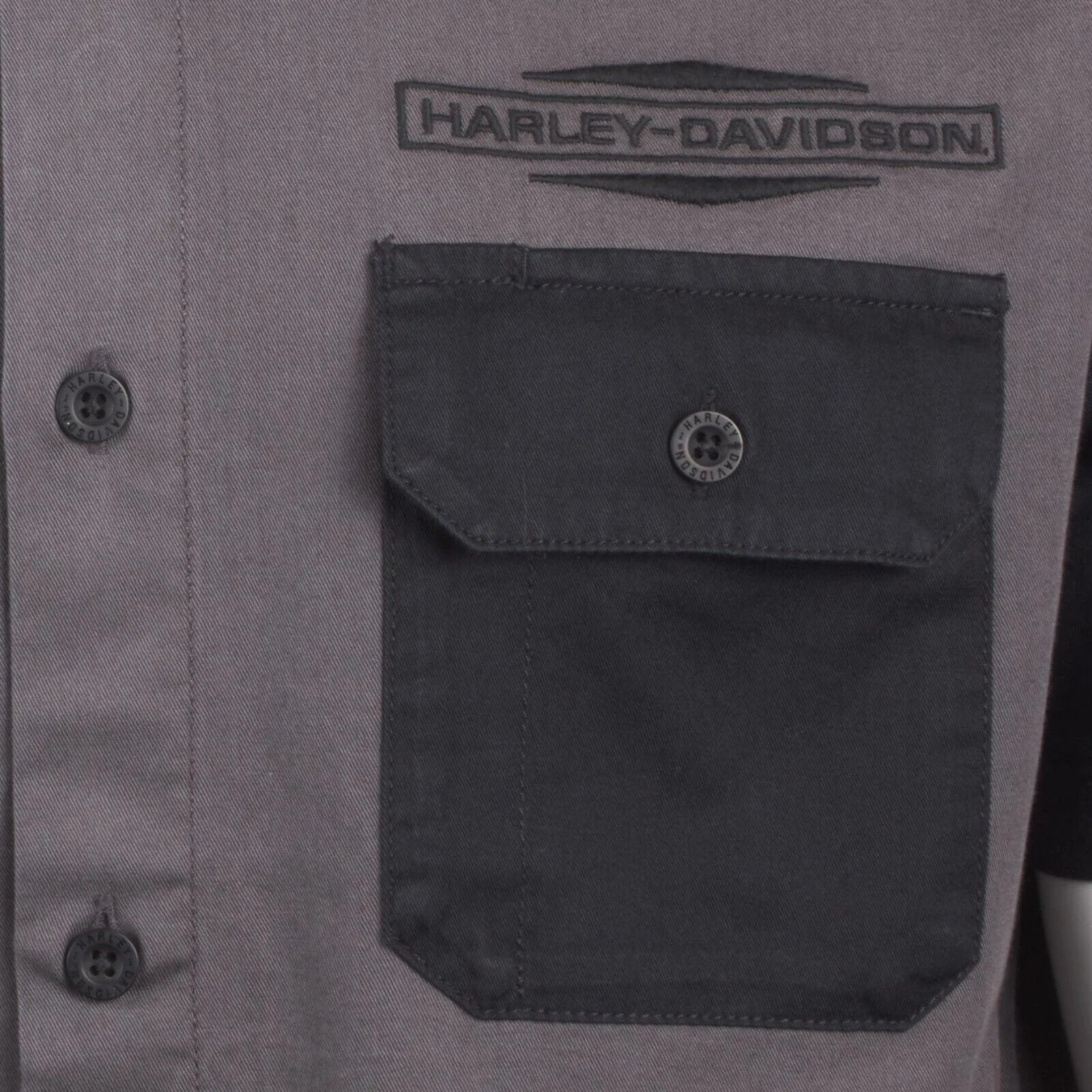Branded  Men's Grey Black Blue Est. 1903 Colorblock S/S Woven Shirt (S36)