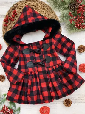 Bundled Up Plaid Peplum Hoodie Coat Bundled Up Plaid Peplum Hoodie Coat