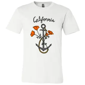 California Anchor Poppies Asst Colors Mens Lightweight Fitted T-Shirt/tee California Anchor Poppies Asst Colors Mens Lightweight Fitted T-Shirt/tee