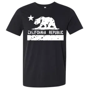 California Flag White Print Silhouette Asst Colors Mens Fitted T-Shirt/tee California Flag White Print Silhouette Asst Colors Mens Fitted T-Shirt/tee
