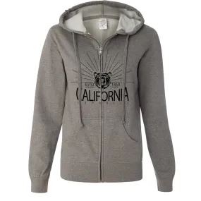 California Golden State Black Print Ladies Lightweight Fitted Zip-Up Hoodie California Golden State Black Print Ladies Lightweight Fitted Zip-Up Hoodie