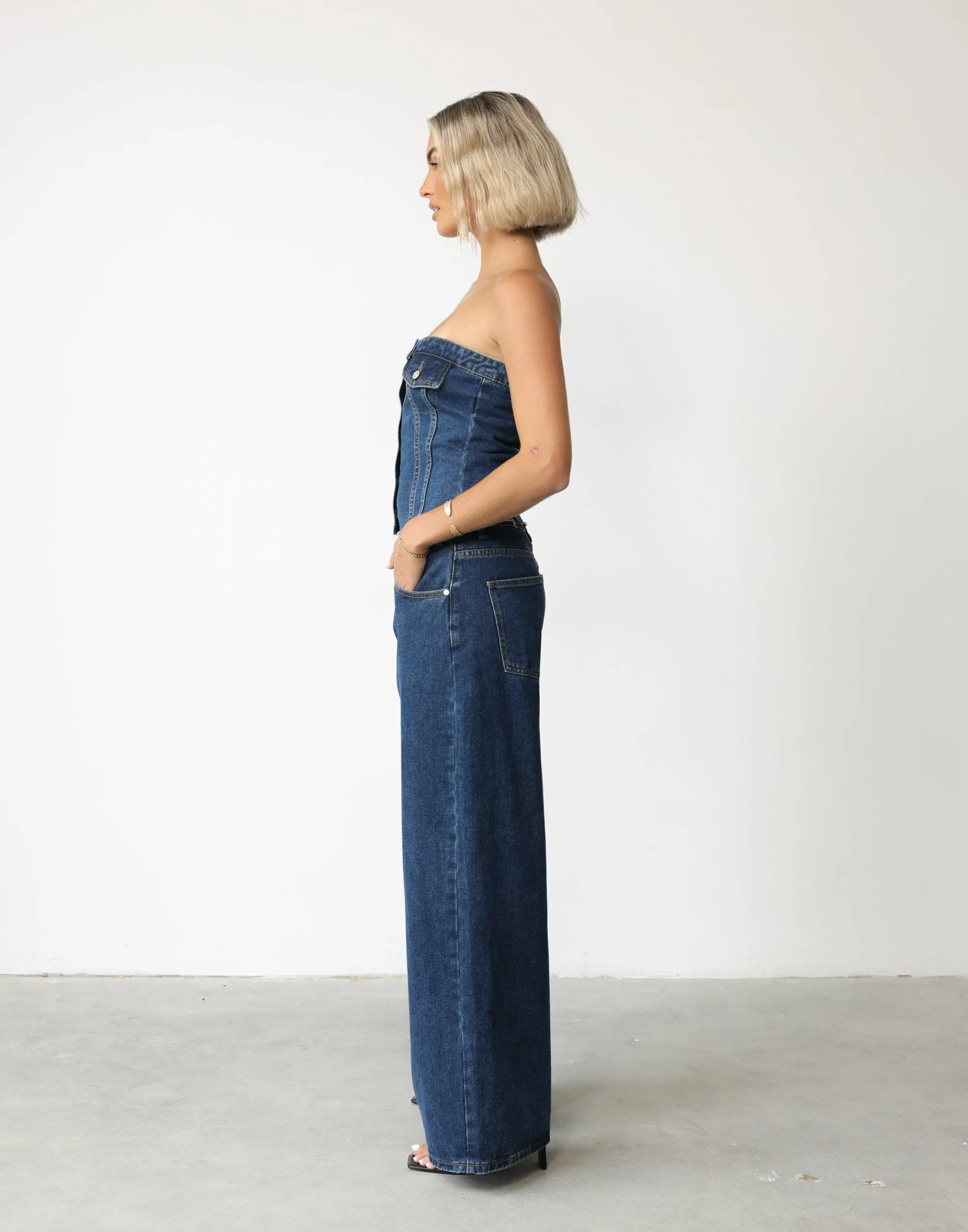 Collision Denim Corset Top (Dark Denim)