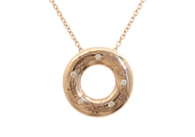 Custom Wanderers Circle Pendant with Diamonds & Hidden Bales, Red Gold Custom Wanderers Circle Pendant with Diamonds & Hidden Bales, Red Gold