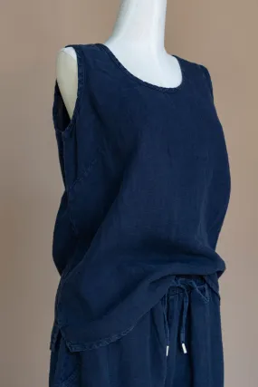 Dolcezza - Tank top Linen - Dark navy Dolcezza - Tank top Linen - Dark navy