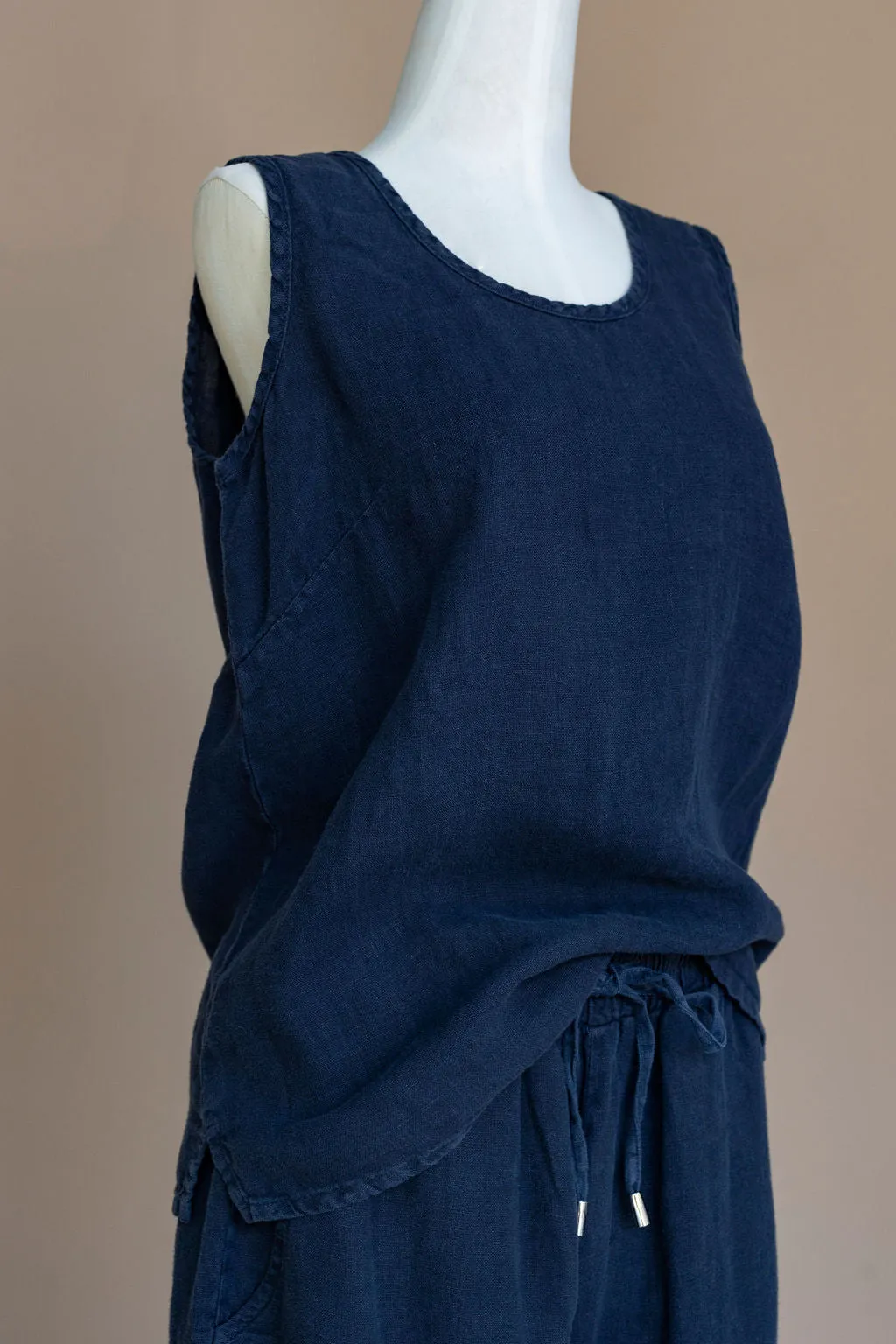 Dolcezza - Tank top Linen - Dark navy