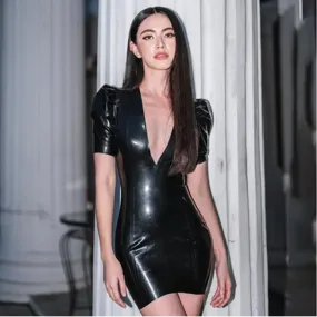 DressBetty - Women Pencil Dress Summer High Waist V-Neck Bodycon Bar Low Chest Nightclub PU Leather Party Vintage Motor Clothing DressBetty - Women Pencil Dress Summer High Waist V-Neck Bodycon Bar Low Chest Nightclub PU Leather Party Vintage Motor Clothing