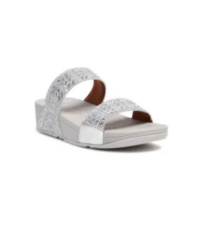 FitFlop Lulu Sequined Slides Silver FitFlop Lulu Sequined Slides Silver
