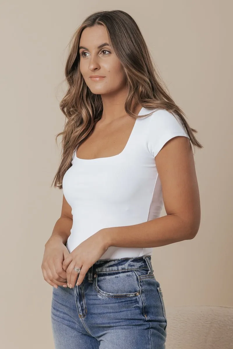 Free People Square Eyes Bodysuit - White - FINAL SALE