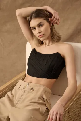 Glamorous Life Pleated Tulle Cropped Corset Top Glamorous Life Pleated Tulle Cropped Corset Top