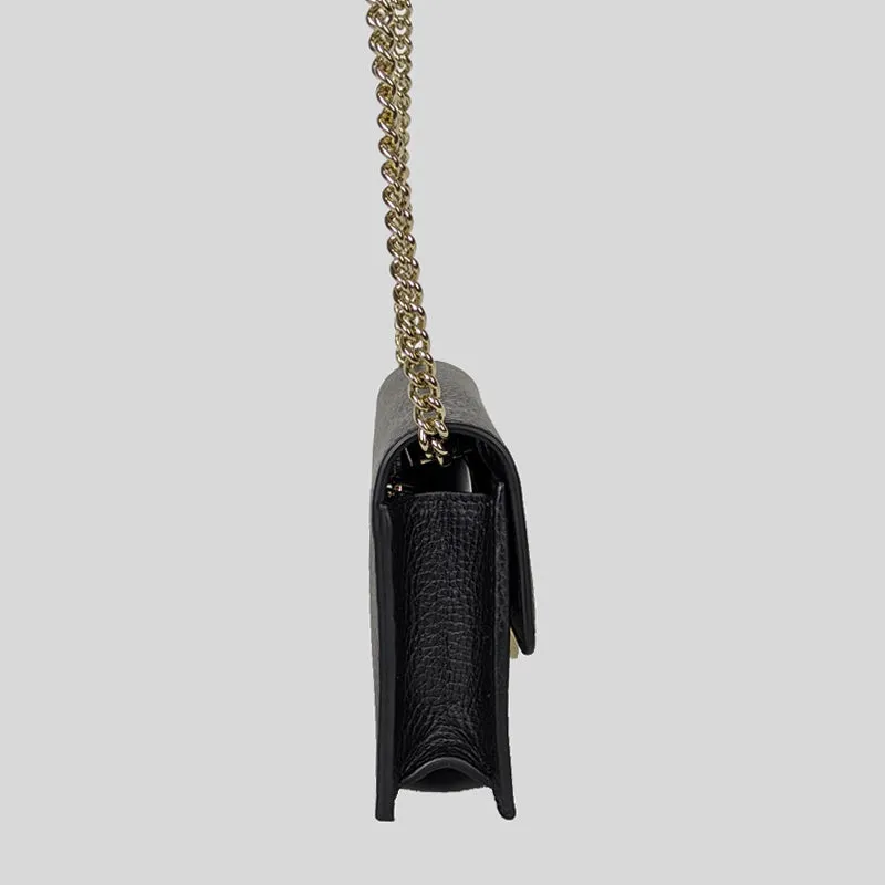 GUCCI Icon GG Interlocking Wallet On Chain Crossbody Bag Black 615523