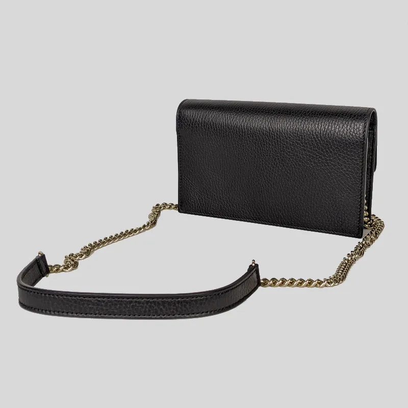 GUCCI Icon GG Interlocking Wallet On Chain Crossbody Bag Black 615523