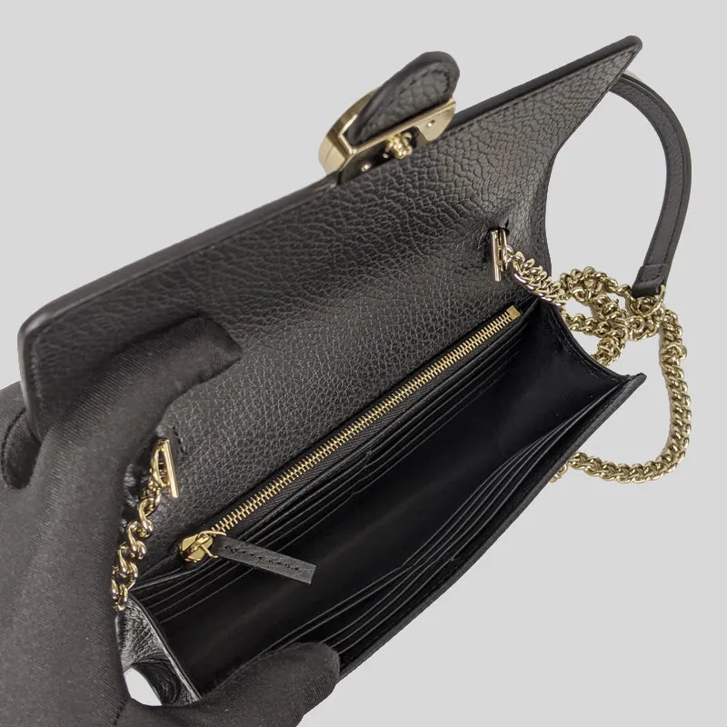 GUCCI Icon GG Interlocking Wallet On Chain Crossbody Bag Black 615523