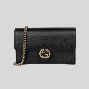 GUCCI Icon GG Interlocking Wallet On Chain Crossbody Bag Black 615523 GUCCI Icon GG Interlocking Wallet On Chain Crossbody Bag Black 615523