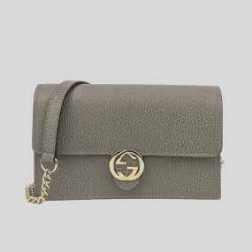 GUCCI Icon GG Interlocking Wallet On Chain Crossbody Bag Grey 615523 GUCCI Icon GG Interlocking Wallet On Chain Crossbody Bag Grey 615523