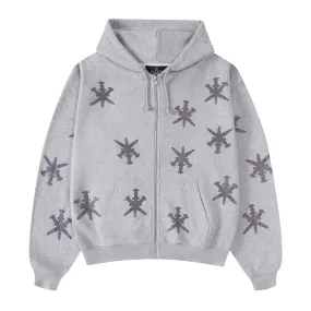 Hoodie UNKNOWN Grey Purple Rhinestone Hoodie UNKNOWN Grey Purple Rhinestone