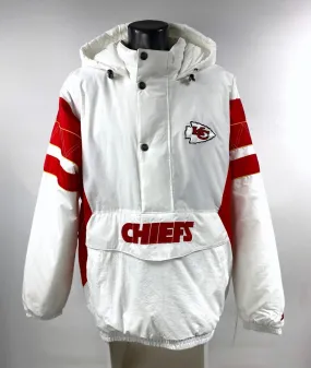 Kansas City Chiefs Jacket Starter Hooded Half Zip Pullover WHITE Kansas City Chiefs Jacket Starter Hooded Half Zip Pullover WHITE