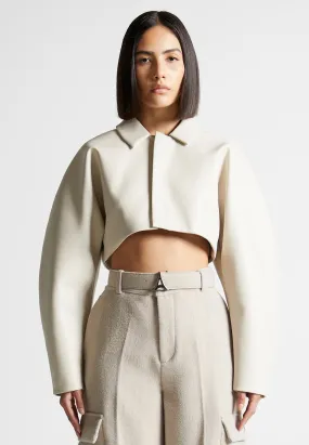 Leather Super Cropped Jacket - Beige Leather Super Cropped Jacket - Beige
