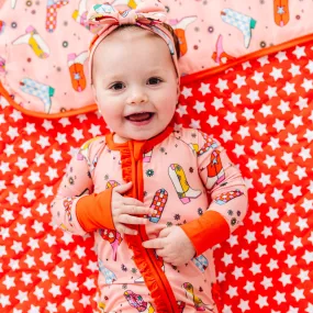 Let's Go (to bed) Girls Convertible Footies with Ruffle Let's Go (to bed) Girls Convertible Footies with Ruffle