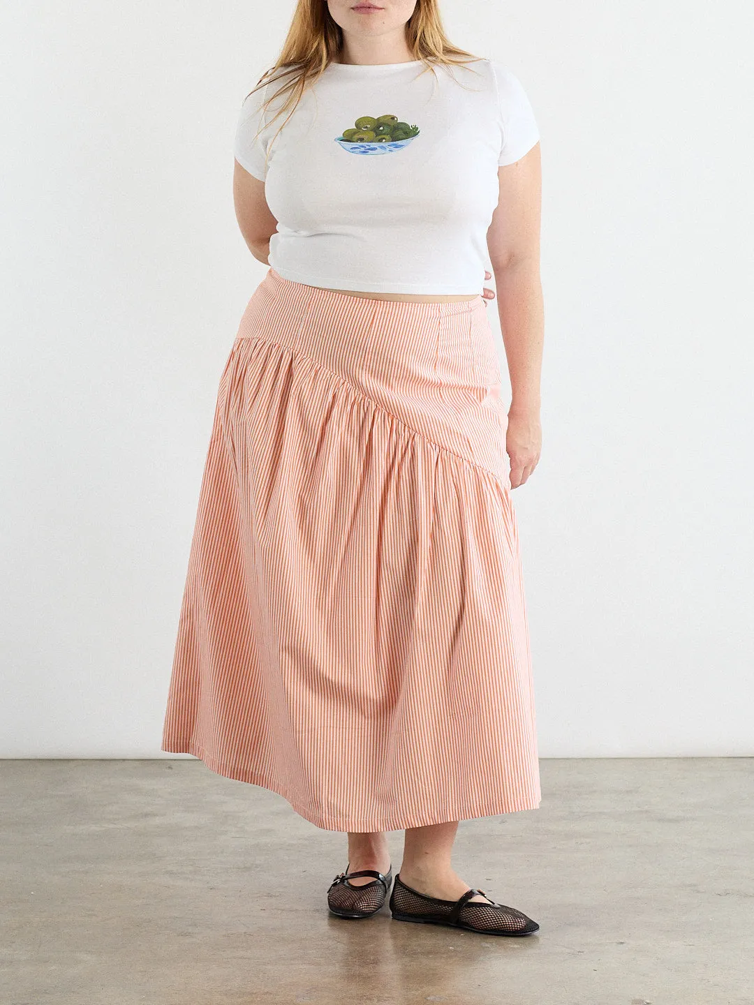 Maeve Midi Skirt - Orange Stripe