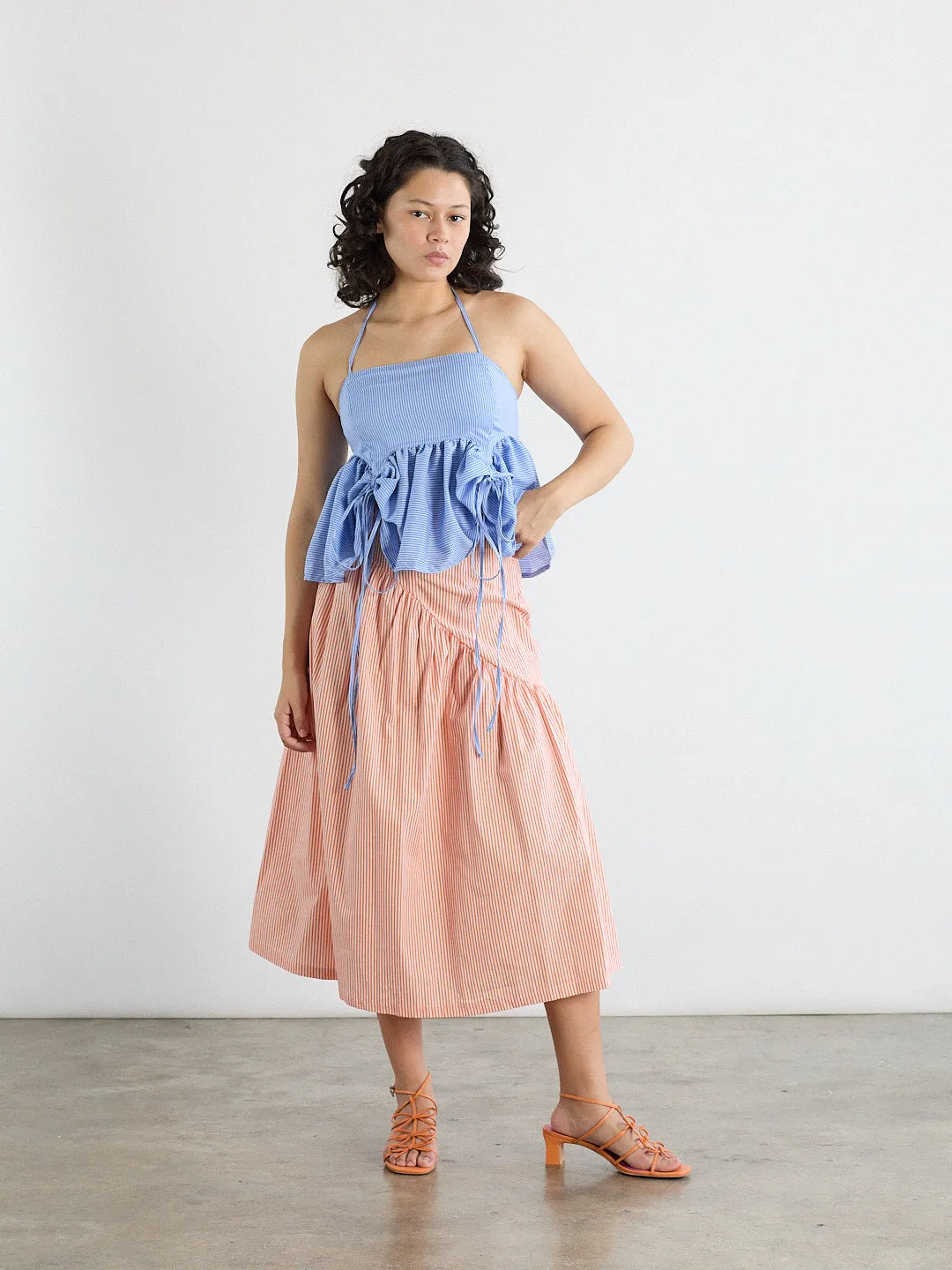 Maeve Midi Skirt - Orange Stripe