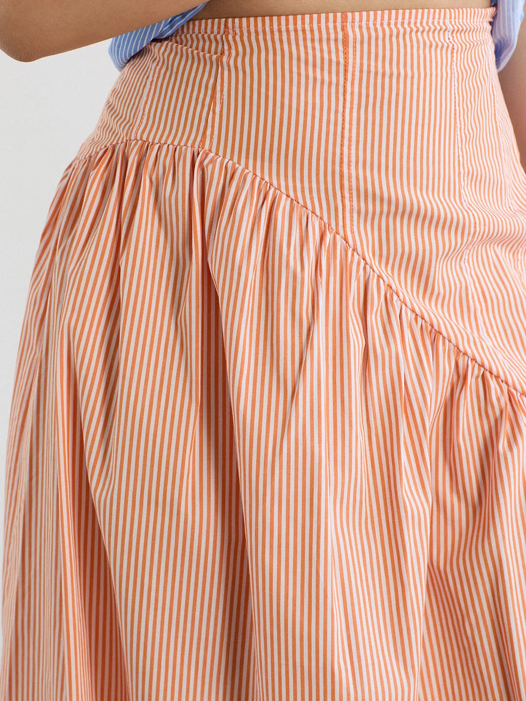 Maeve Midi Skirt - Orange Stripe