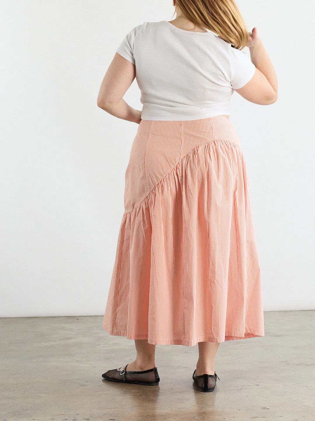 Maeve Midi Skirt - Orange Stripe