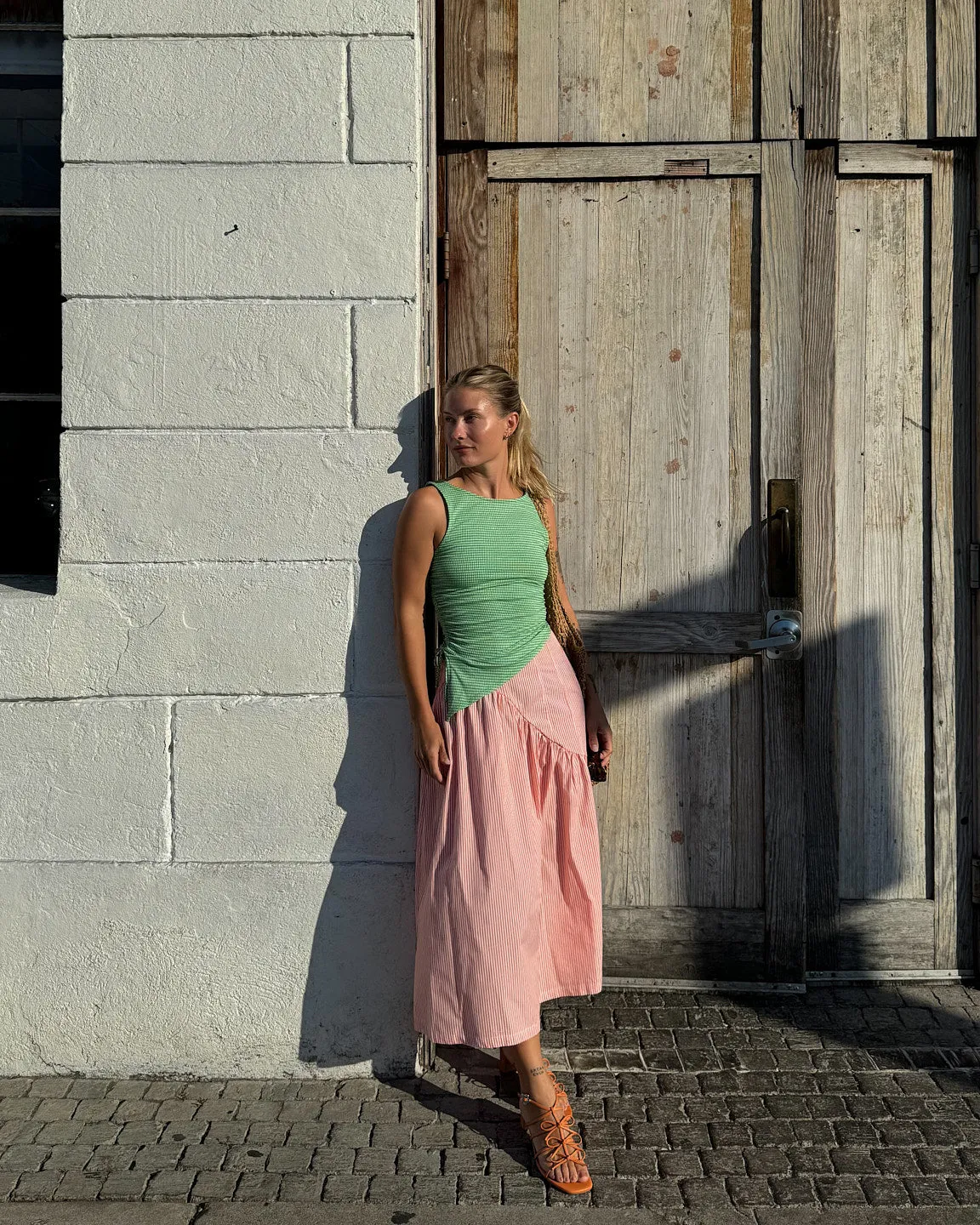 Maeve Midi Skirt - Orange Stripe