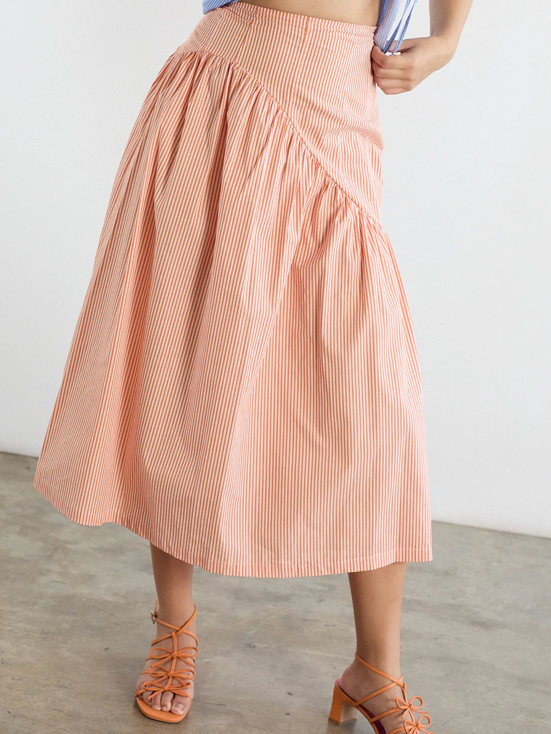 Maeve Midi Skirt - Orange Stripe