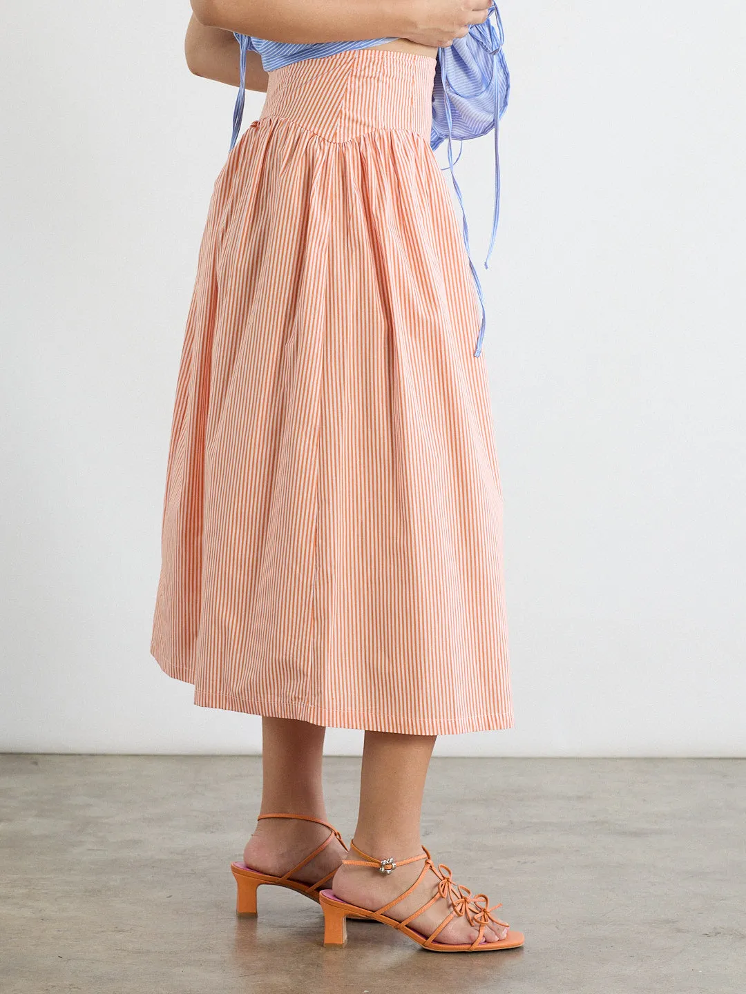 Maeve Midi Skirt - Orange Stripe