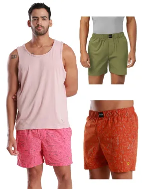 Men's All-Day Boxer Shorts Plain & Printed - (Pack of 3) Men's All-Day Boxer Shorts Plain & Printed - (Pack of 3)