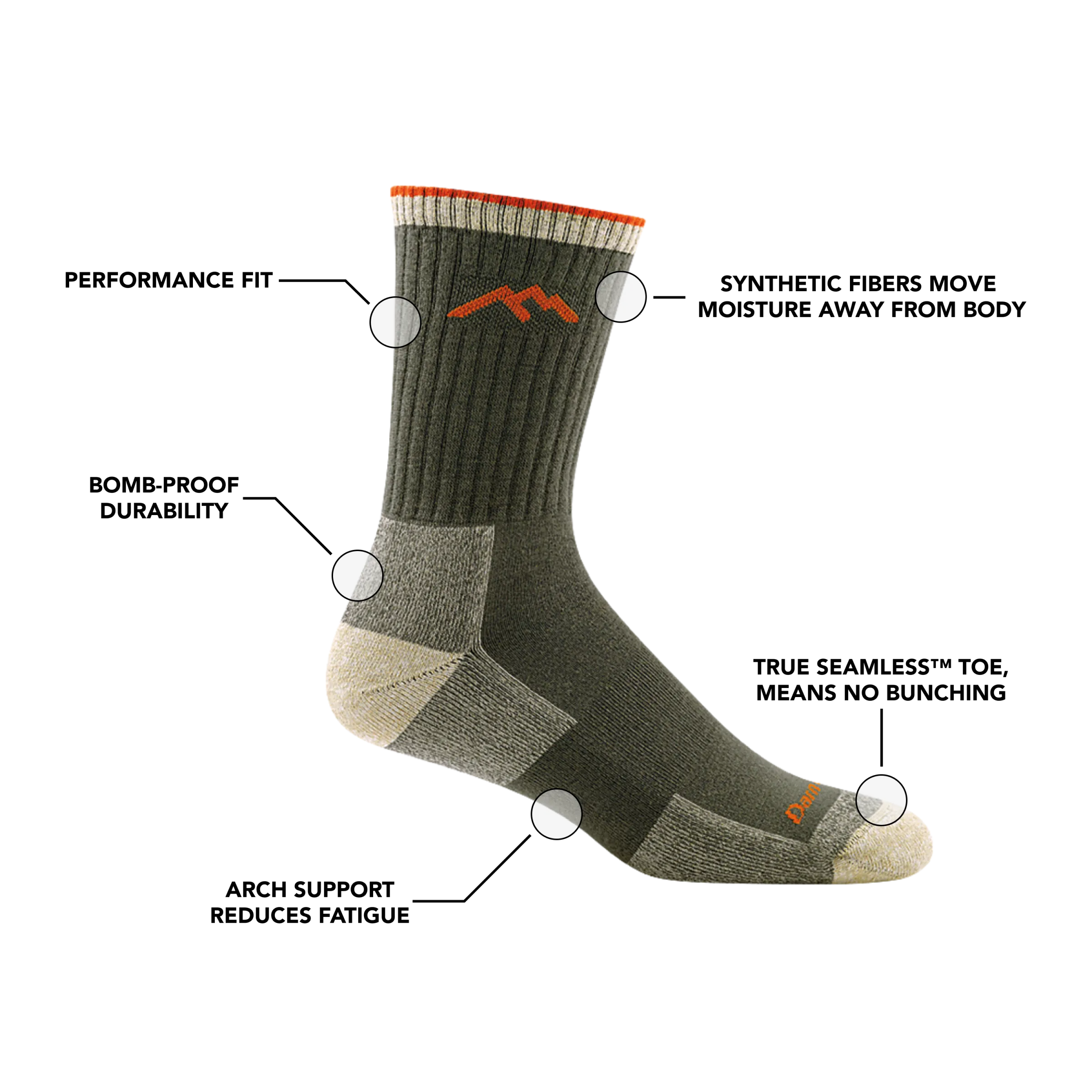 Men's Coolmax® Hiker Micro Crew  Midweight Hiking Sock