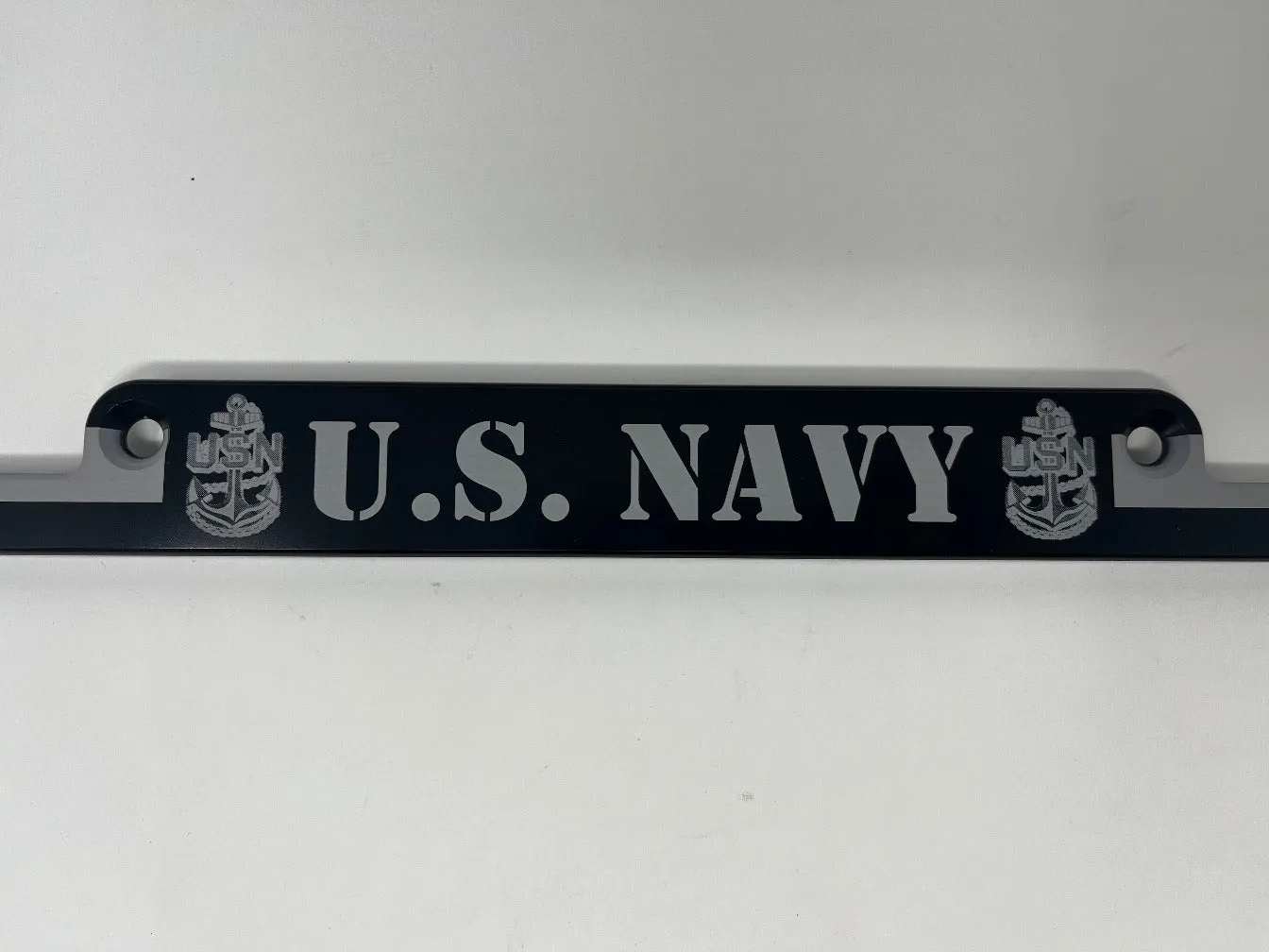 Navy American Flag Aluminum License Plate Frame