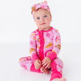 On Game Days We Wear Pink Convertible Footies with Ruffle On Game Days We Wear Pink Convertible Footies with Ruffle